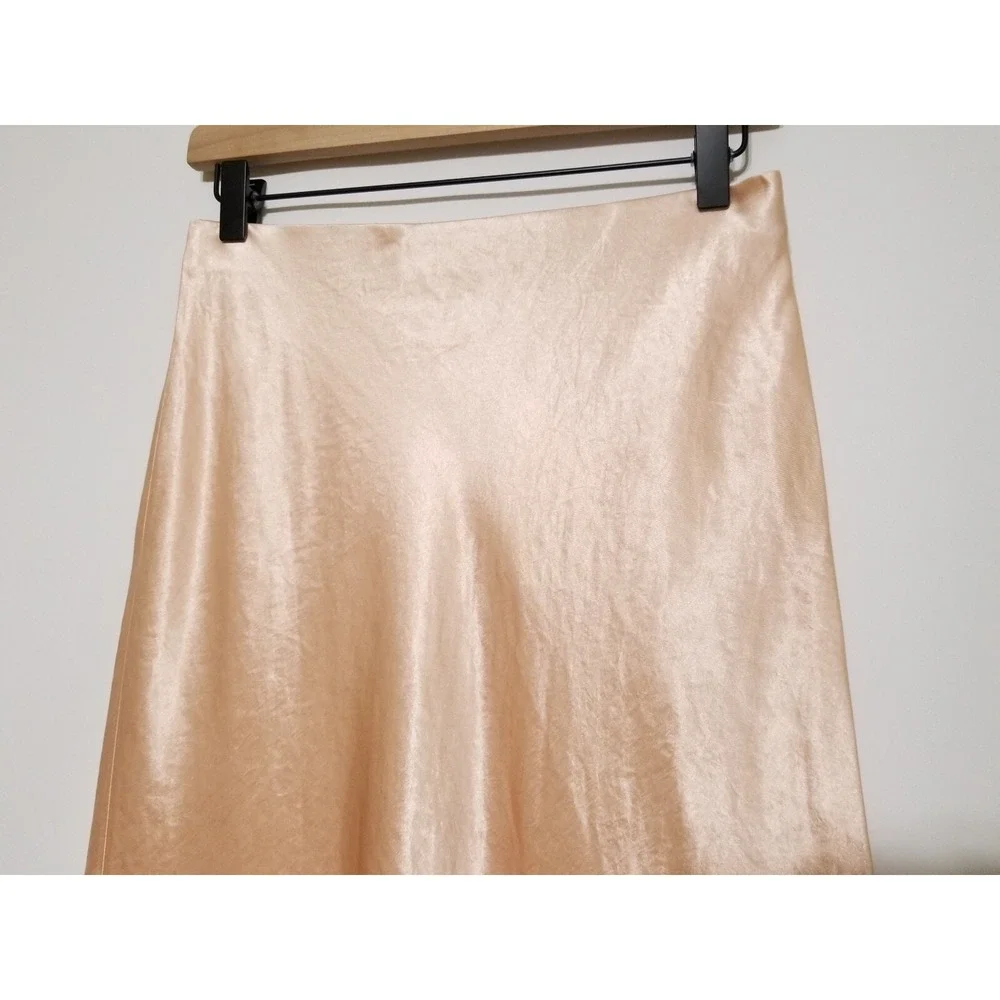 NWT Vince Satin Midi Slip Skirt in Lychee Size S $265 See Matching Flats! - Picture 10 of 15